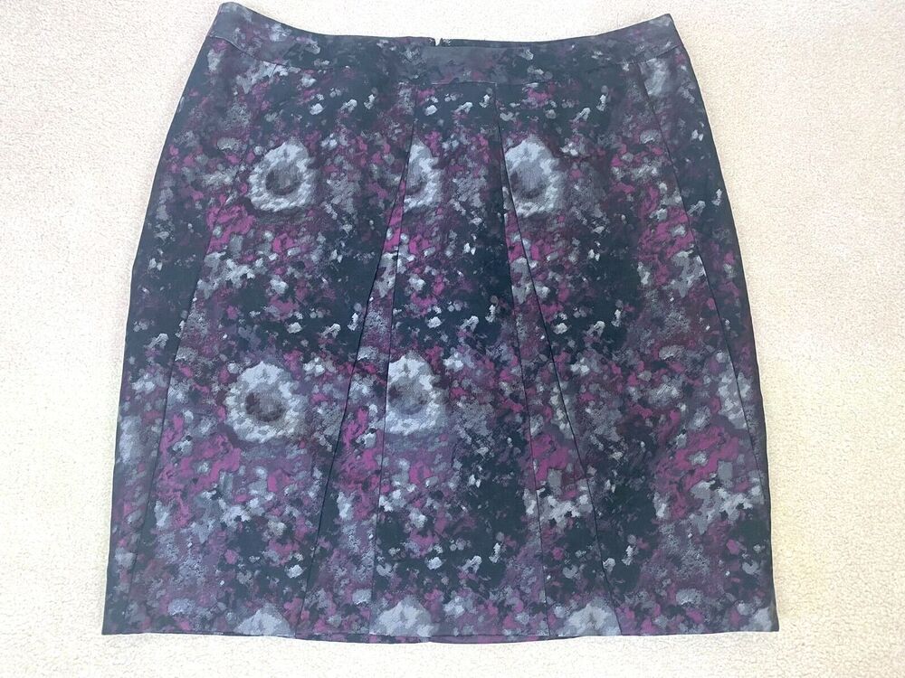 AK Anne Klein Metallic Purple Black Godet Skirt Plus Size 16W